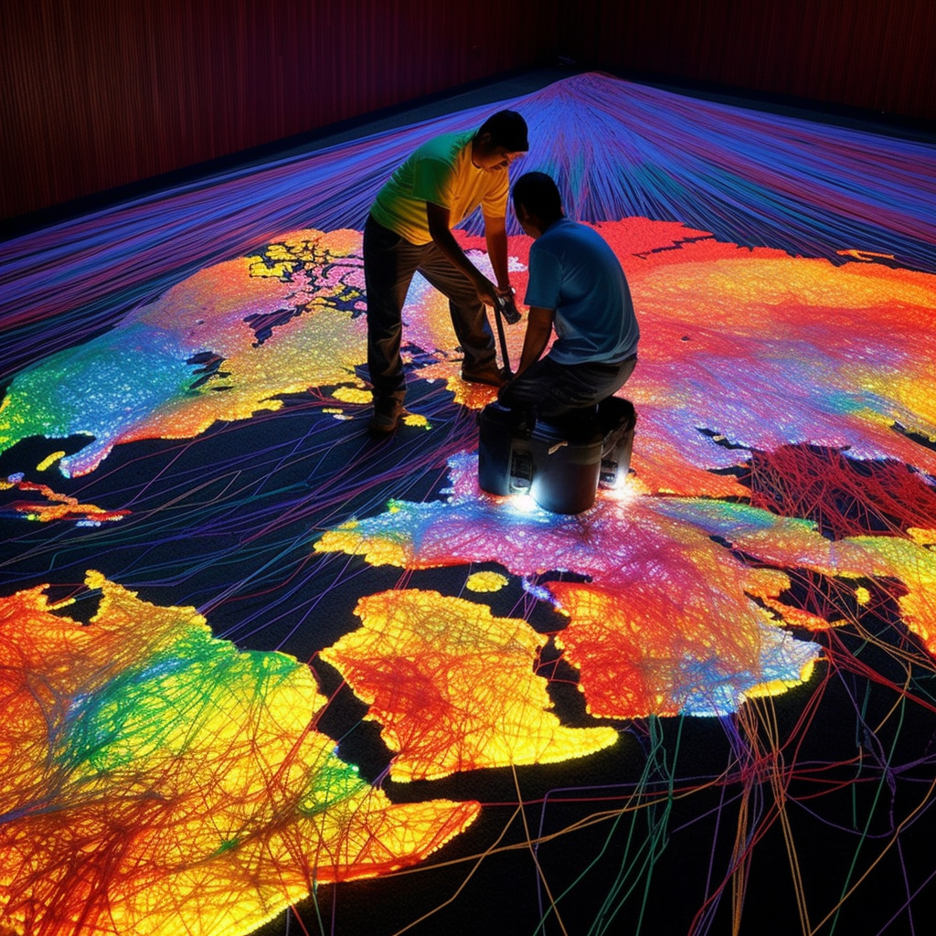 World fiber optic installation of cities