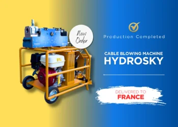 hydrosky fiber optic cable blowing machine now in operation in france