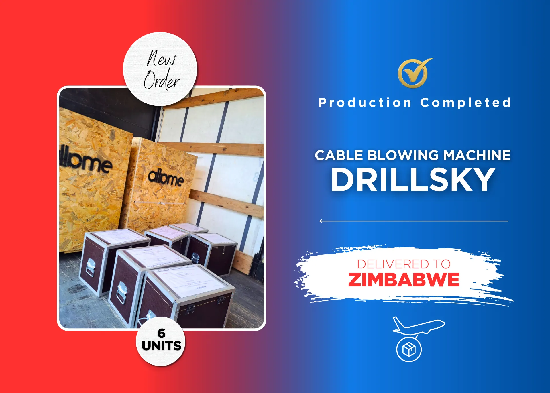 Six DrillSky Cable Blowing Machines Delivered to Zimbabwe Six DrillSky Cable Blowing Machines Delivered to Zimbabwe