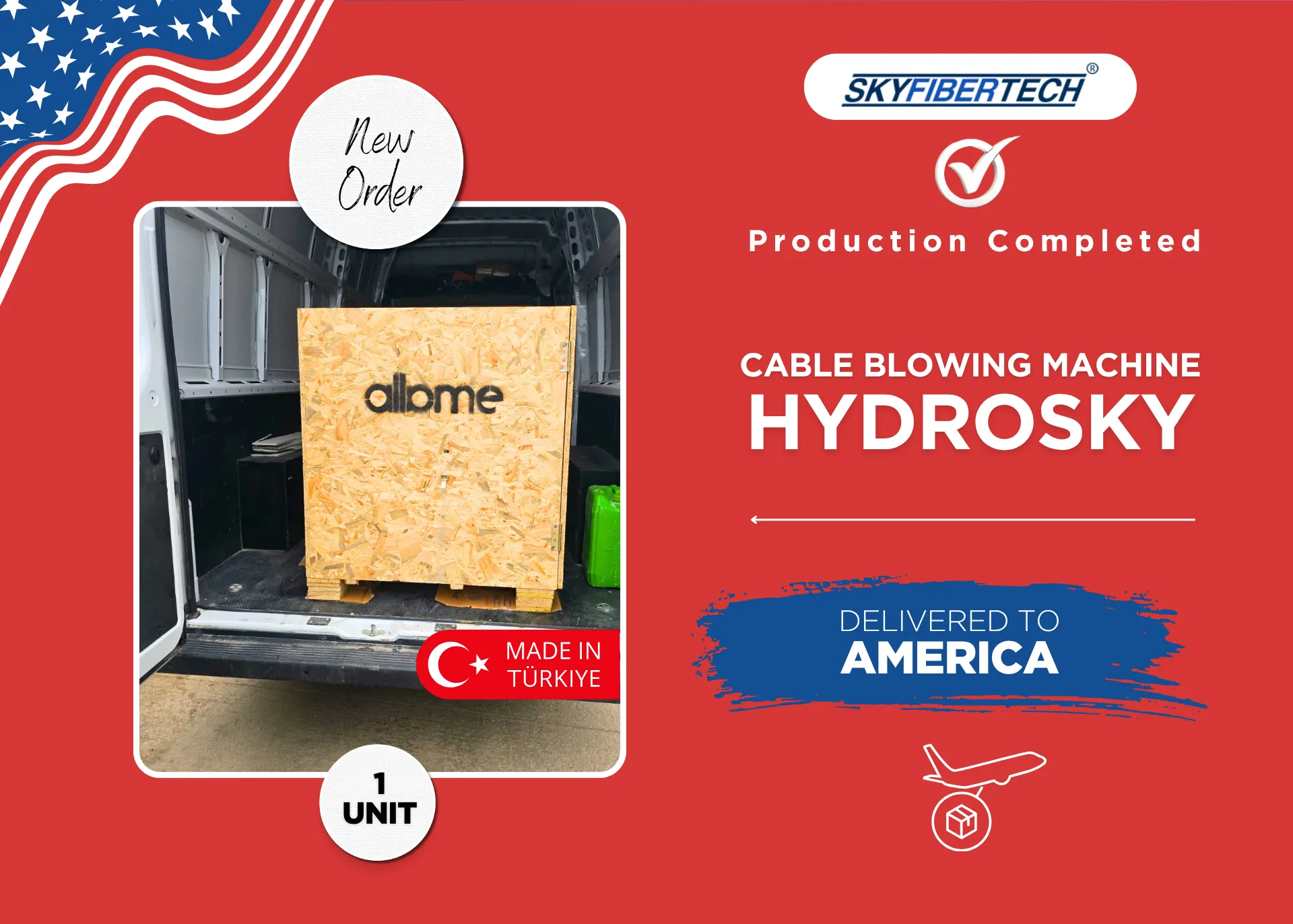 HYDROSKY Cable Blowing Machine Delivered to the United States of America HYDROSKY Cable Blowing Machine Delivered to the United States of America